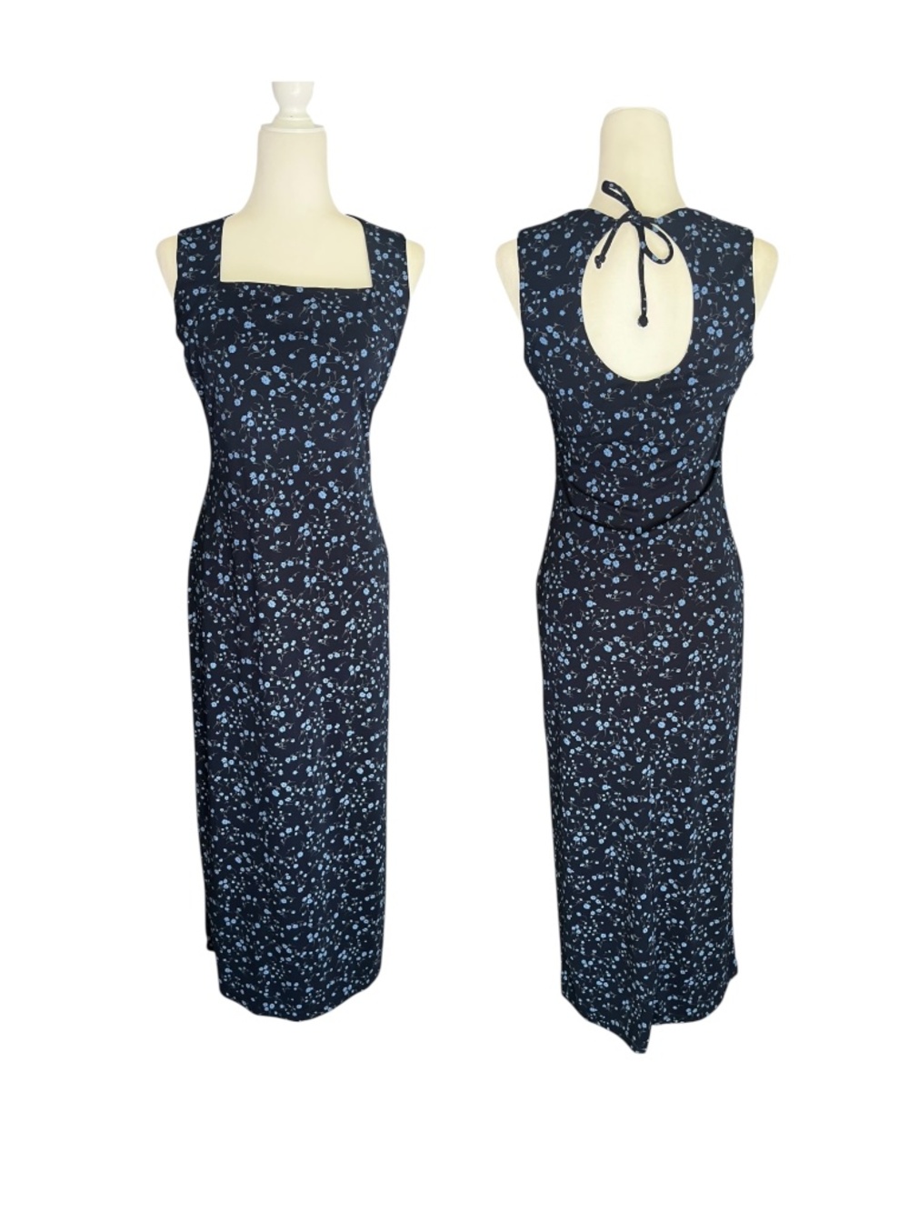 Y2K Younique Floral Midi Dress | Open Back Tie Detail | Size Medium